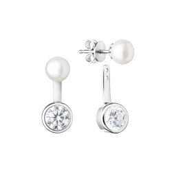 Cercei perle naturale albe de argint cu cristale DiAmanti SK19225E_W-G (Argint 925‰ 4,55 g.)